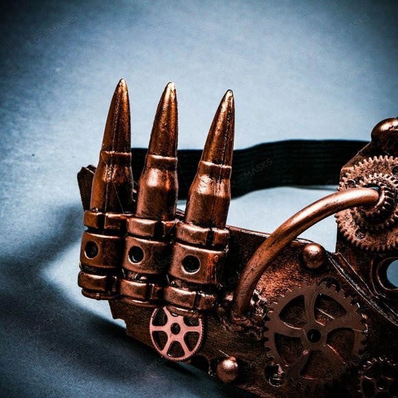 Steampunk Mouth Cover Jaw Mask Copper Robot Cosplay Party Halloween Face Mask - Picture 6 of 8